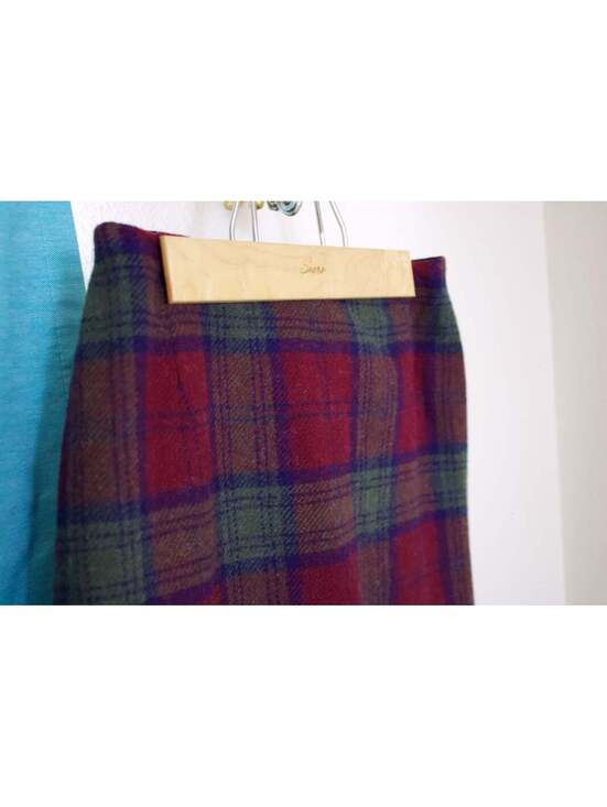 Dresses & Skirts - 1970s Tartan Wool Skirt in Red, Blue and Olive Green